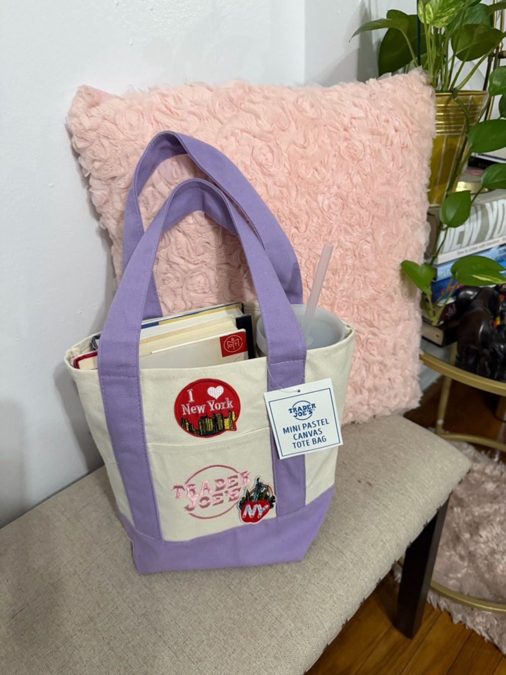 Trader Joe’s Mini Pastel Canvas Tote Bag - Lavender